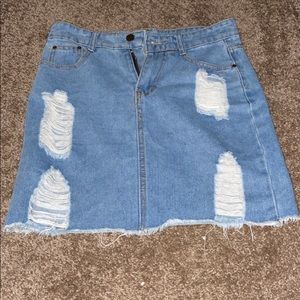 SMALL Romwe Skirt Distressed Denim